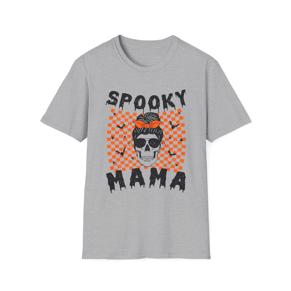 Spooky Mama T-Shirt — Halloween Skull Checkerboard Tee
