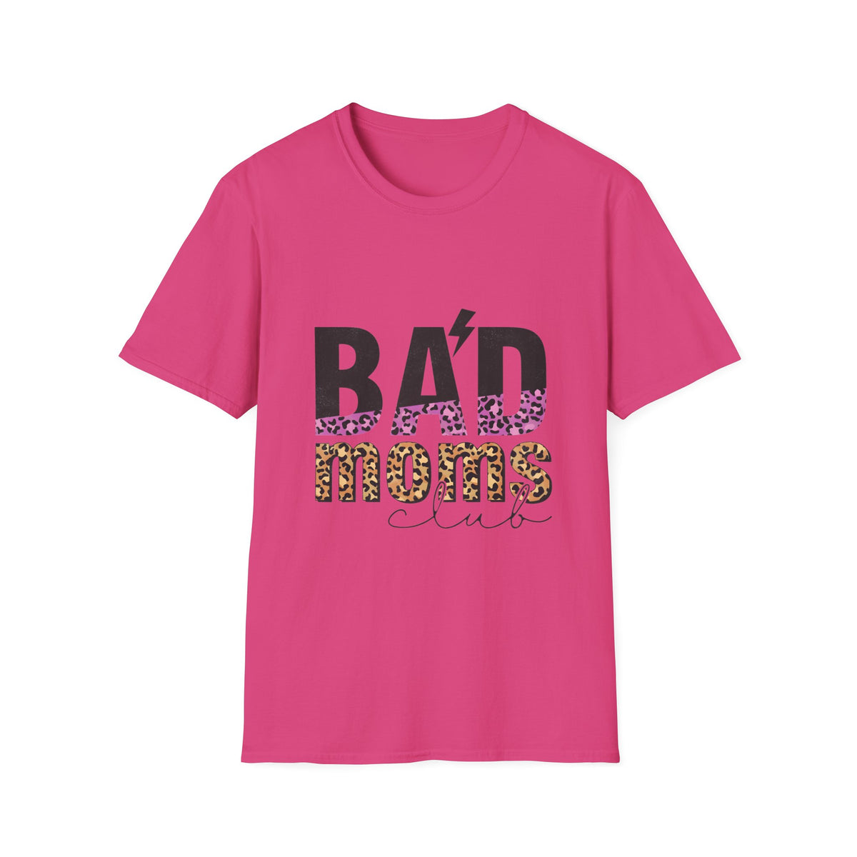 Bad Moms Club T-Shirt — Bold Leopard Accent Graphic Tee