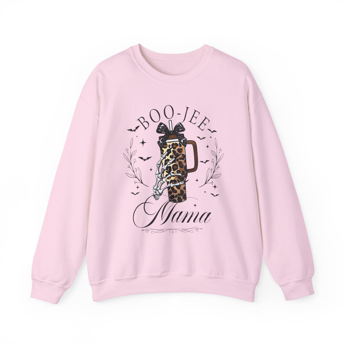Boo-Jee Mama Crewneck Sweatshirt — Leopard Coffee Tumbler Mom Graphic