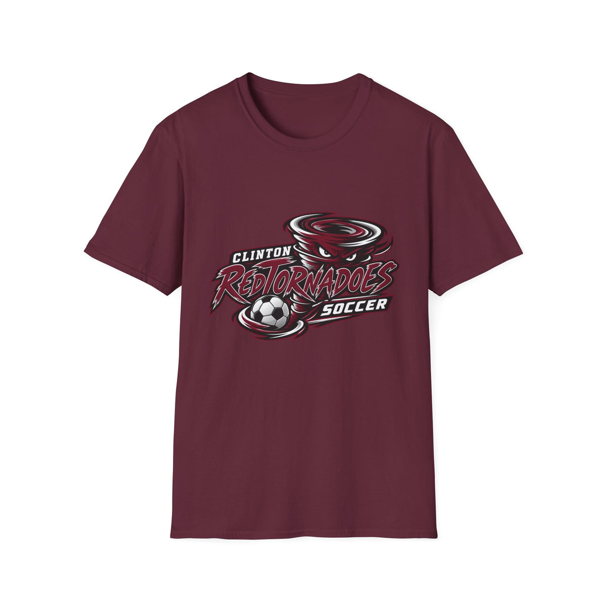 Red Tornadoes Soccer T-Shirt — Clinton Team Logo Tee