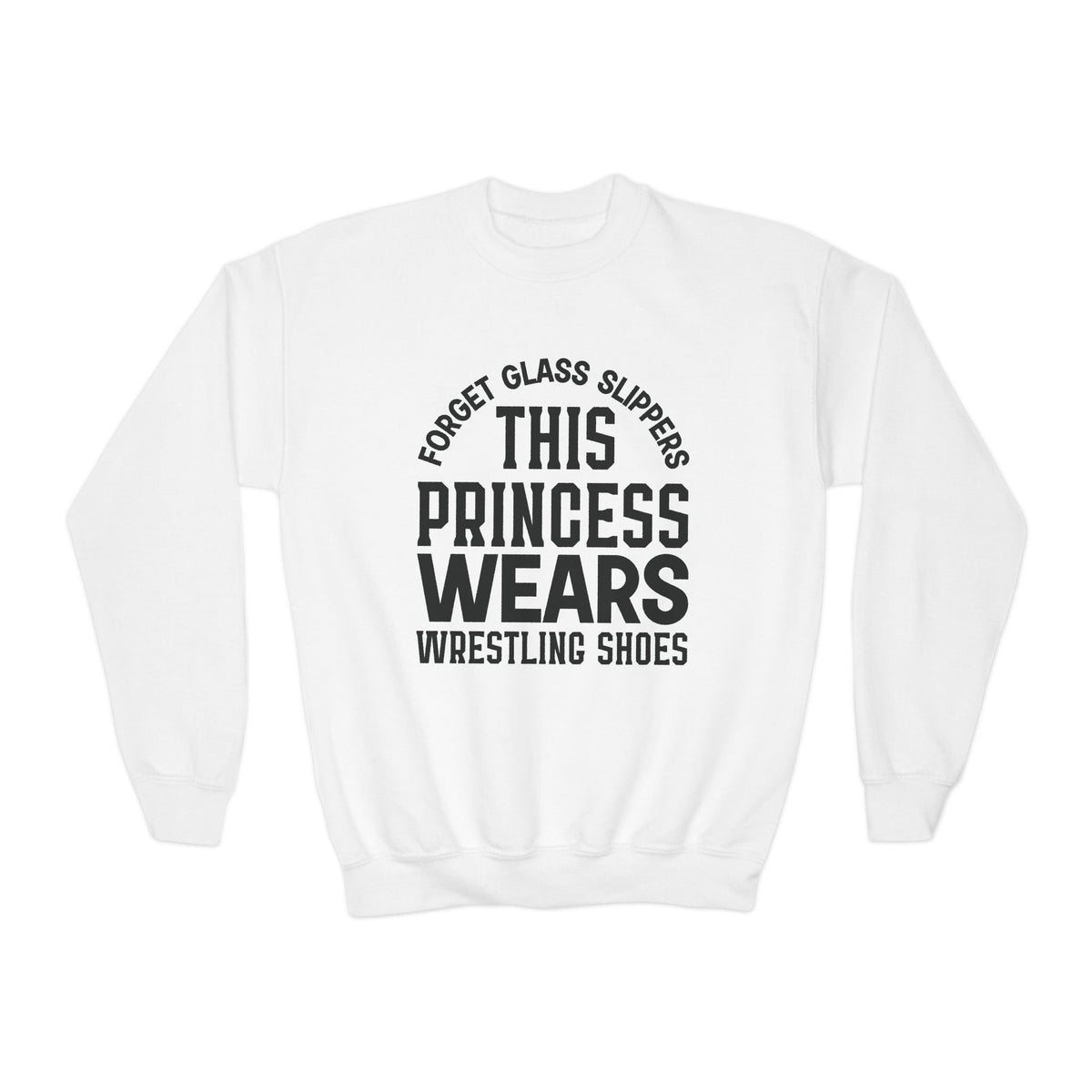 Youth Sweatshirt — "This Princess Wears Wrestling Shoes" Athletic Crewneck