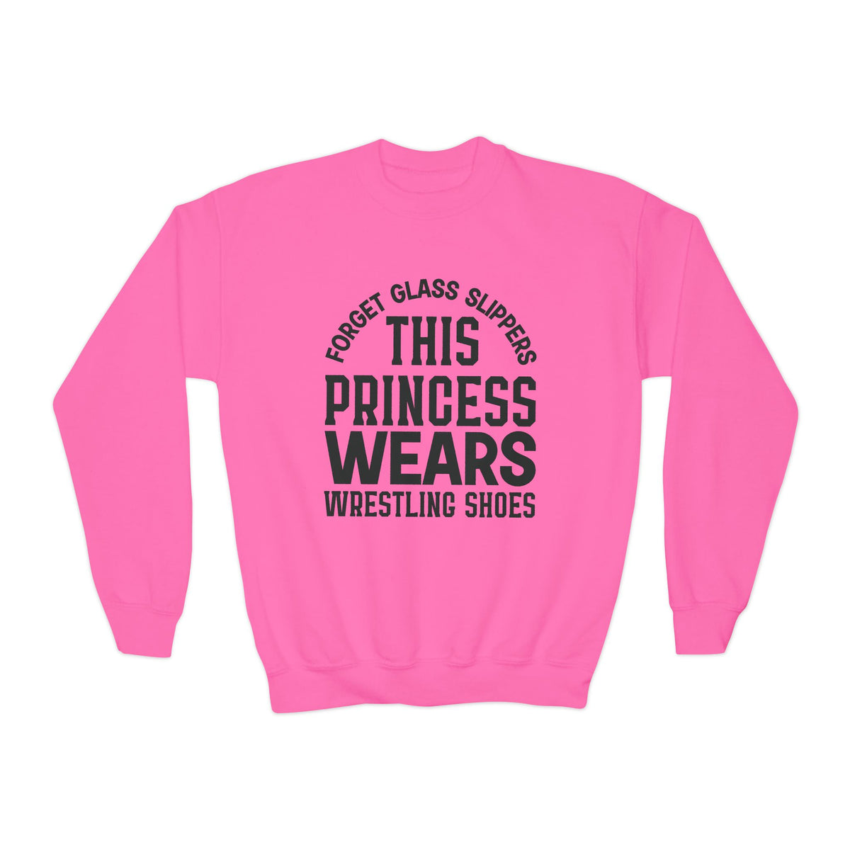 Youth Sweatshirt — "This Princess Wears Wrestling Shoes" Athletic Crewneck
