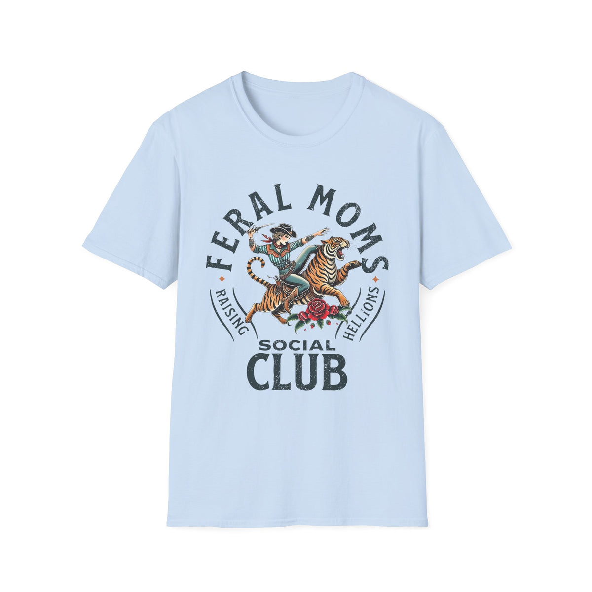 Feral Moms Club T‑Shirt — Vintage Tiger Rider Social Club Tee