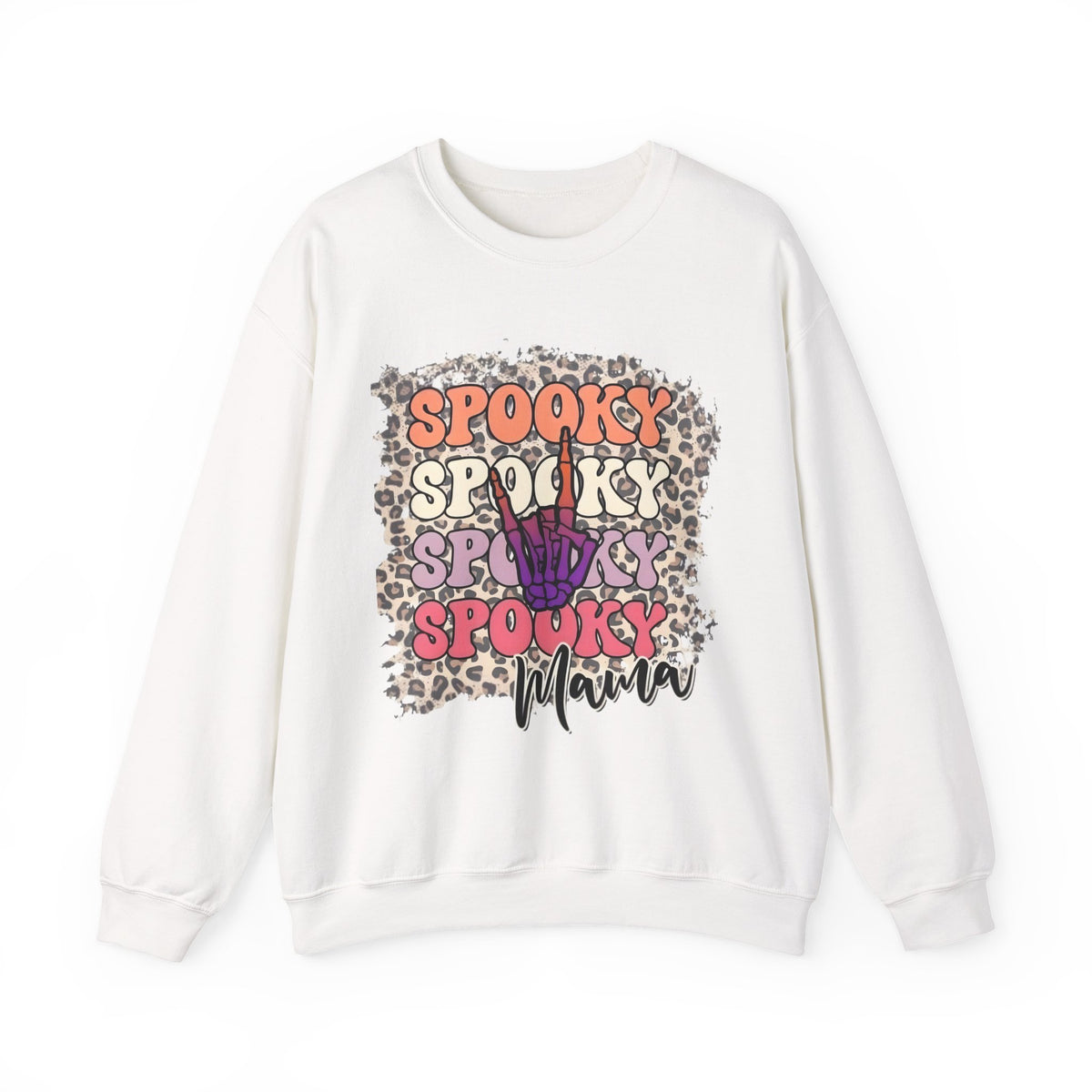 Spooky Mama Crewneck Sweatshirt – Leopard Halloween Graphic