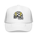 Softball Mama Trucker Hat — Checkered Softball Foam Cap for Baseball Moms