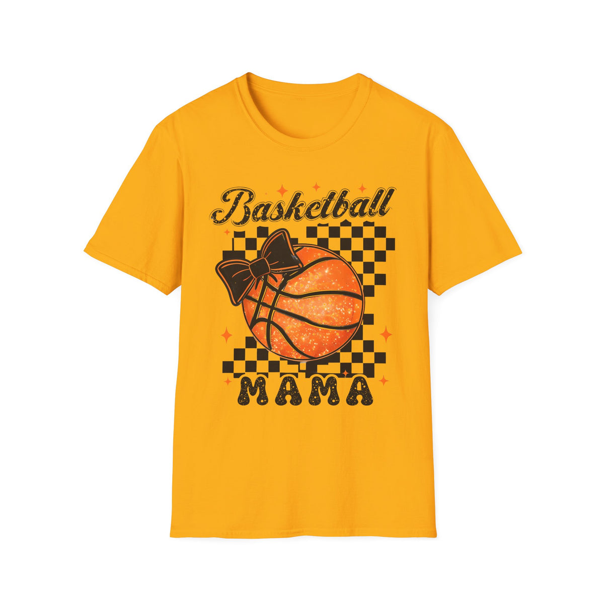 Basketball Mama T-Shirt — Retro Checkered Basketball Design