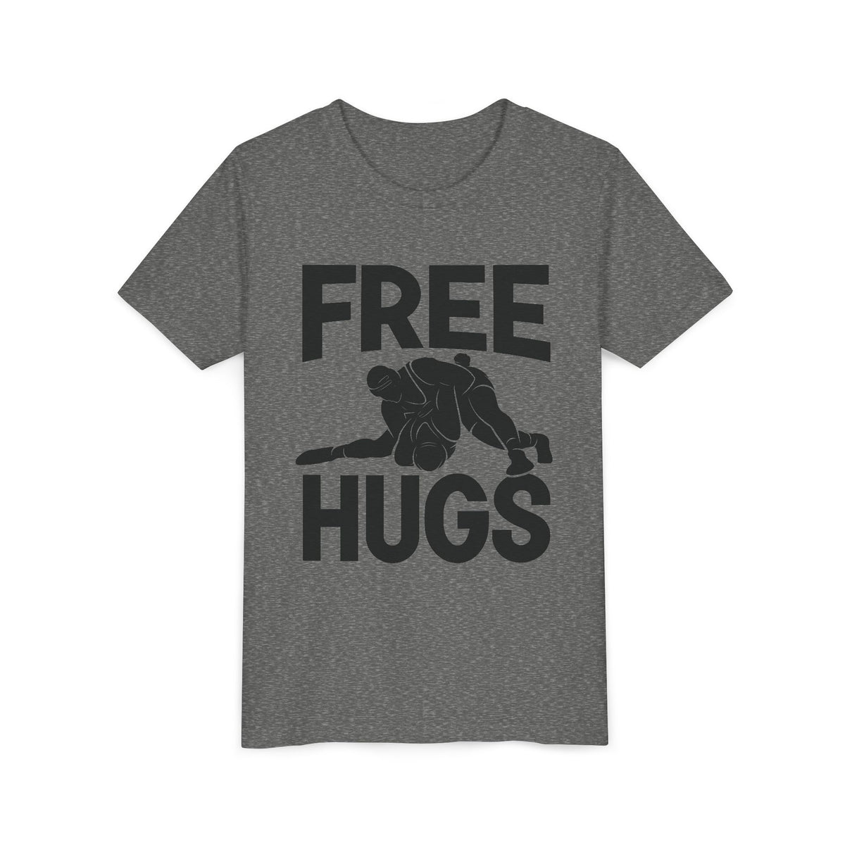 Free Hugs Youth Tee — Funny Wrestling Graphic Shirt for Kids