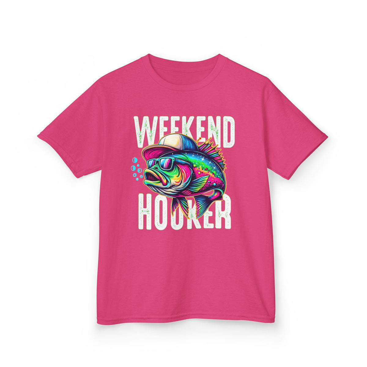 Kids Fish Tee — Colorful Neon Fishing Bass Graphic Shirt for Boys & Girls