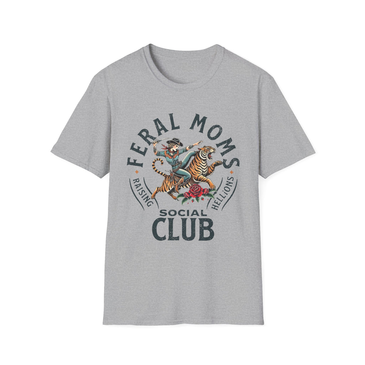 Feral Moms Club T‑Shirt — Vintage Tiger Rider Social Club Tee