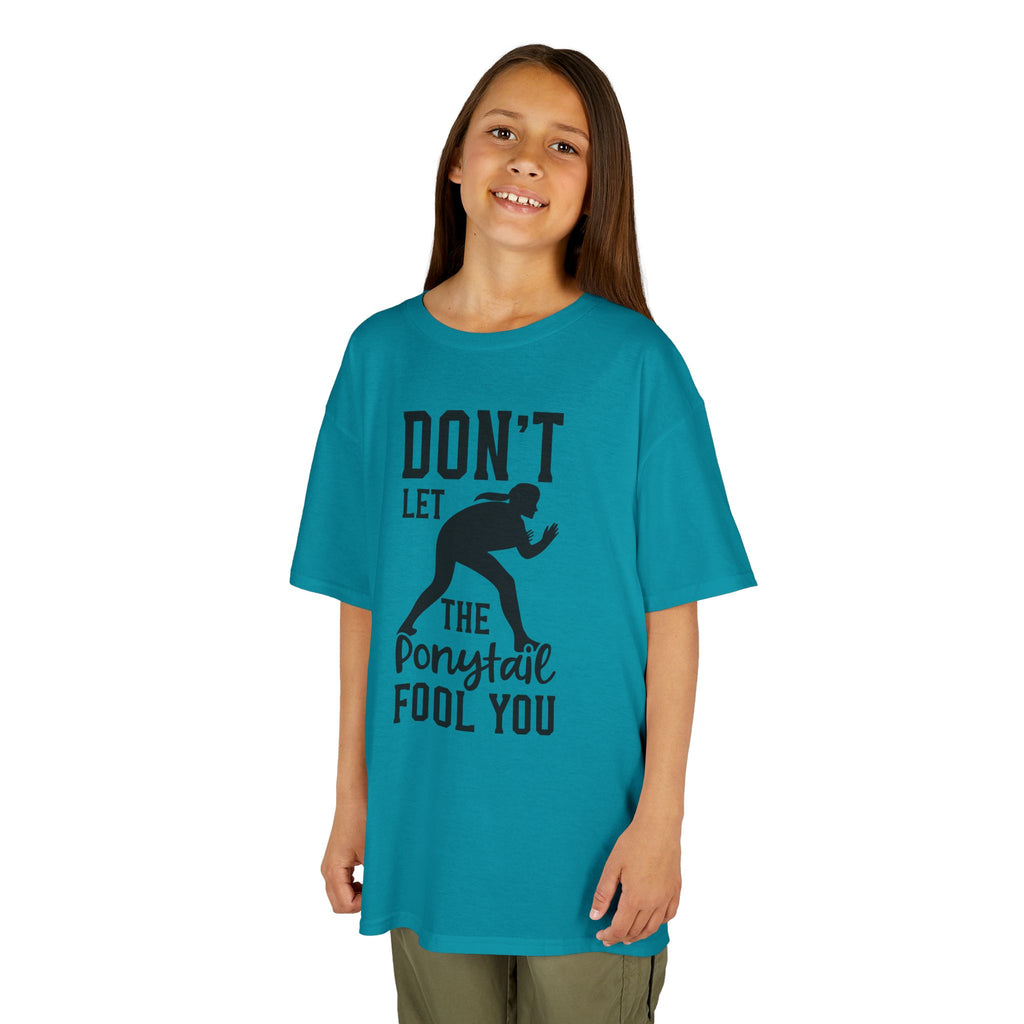 Kids Tee — "Don't Let the Ponytail Fool You"
