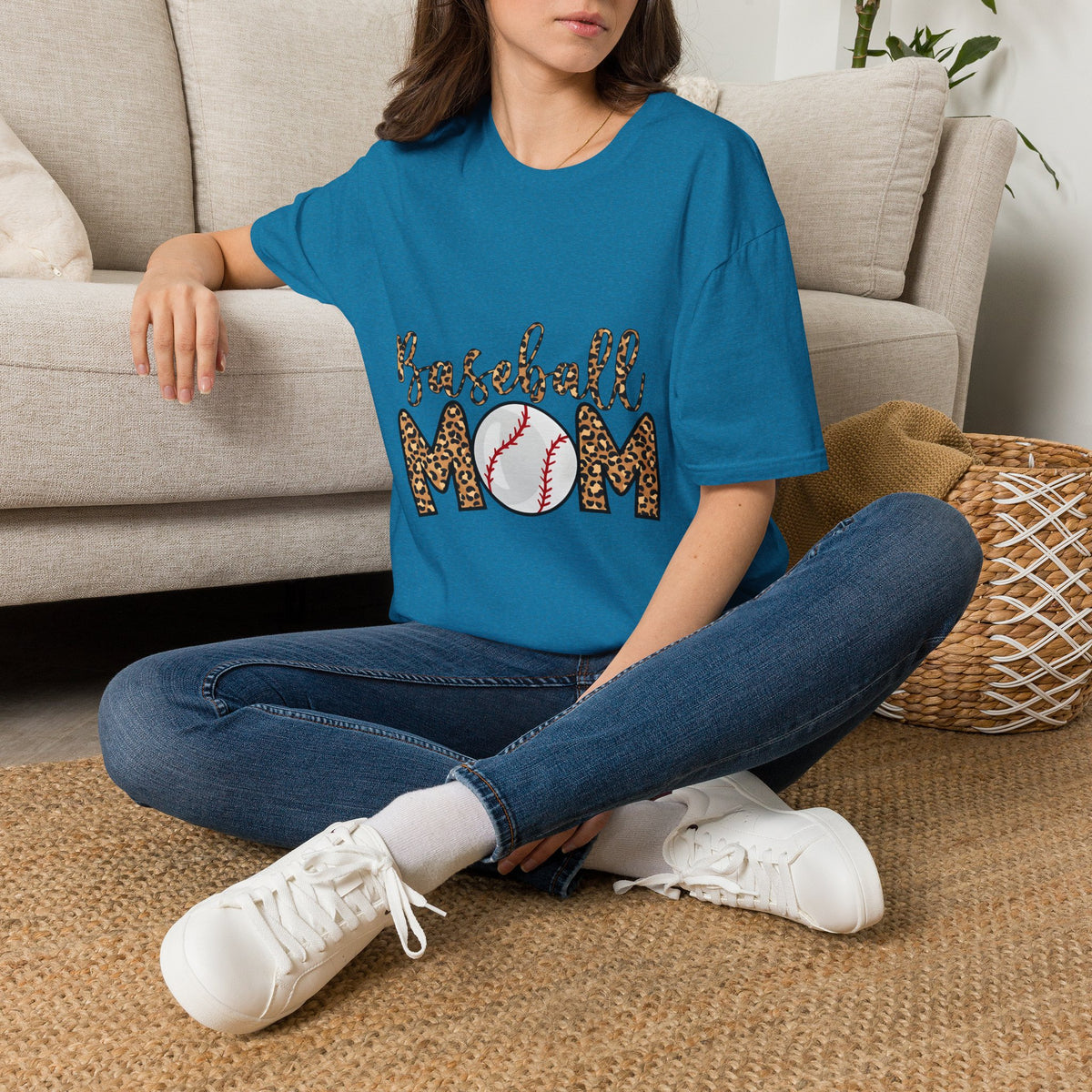 Baseball Mom Leopard Print T-Shirt — Baseball Mom Tee with Baseball Graphic