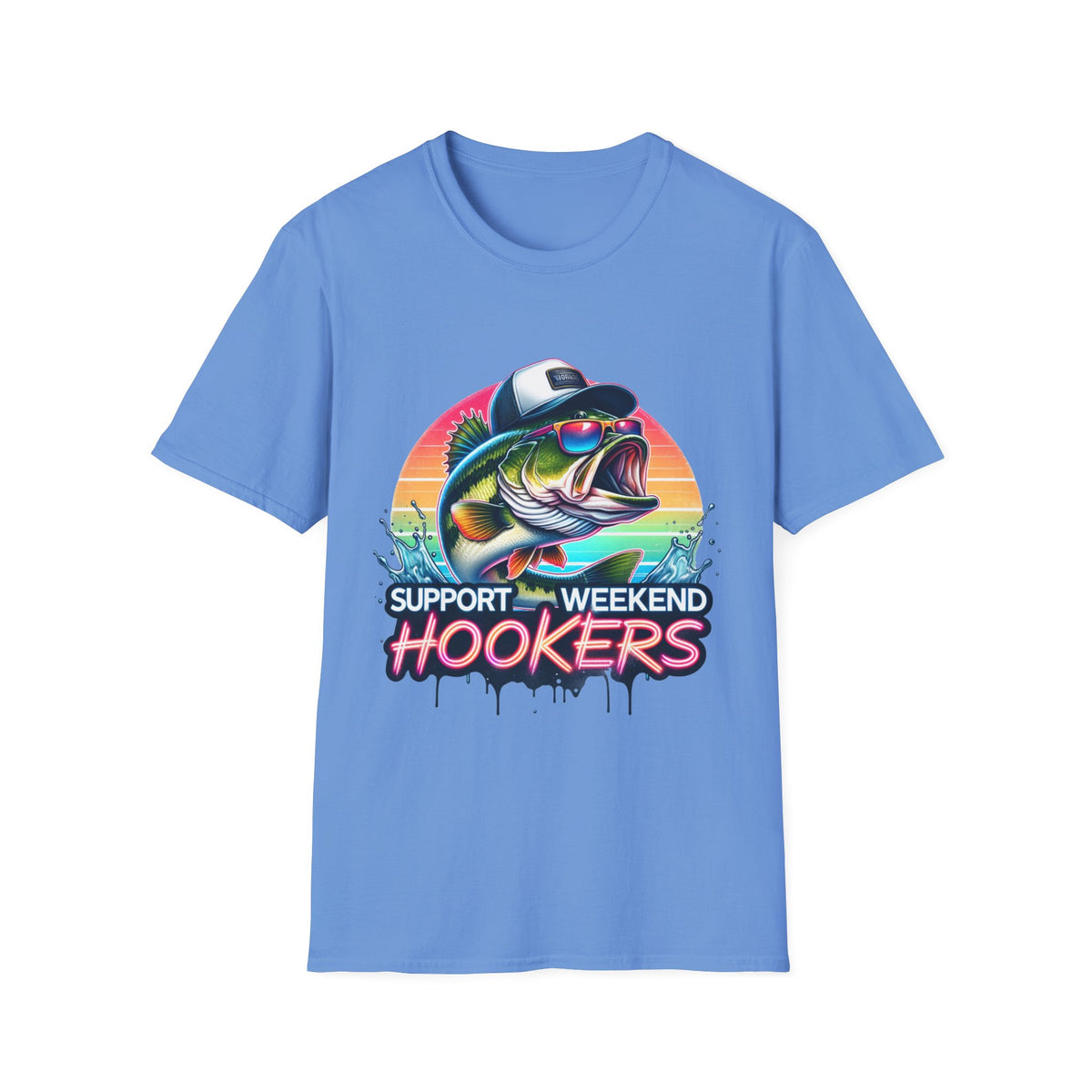 Fishing T-Shirt — “Support Weekend Hookers” Retro Bass Design