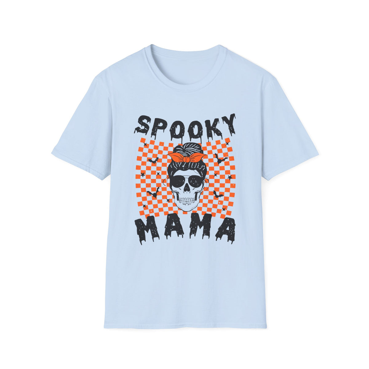 Spooky Mama T-Shirt — Halloween Skull Checkerboard Tee