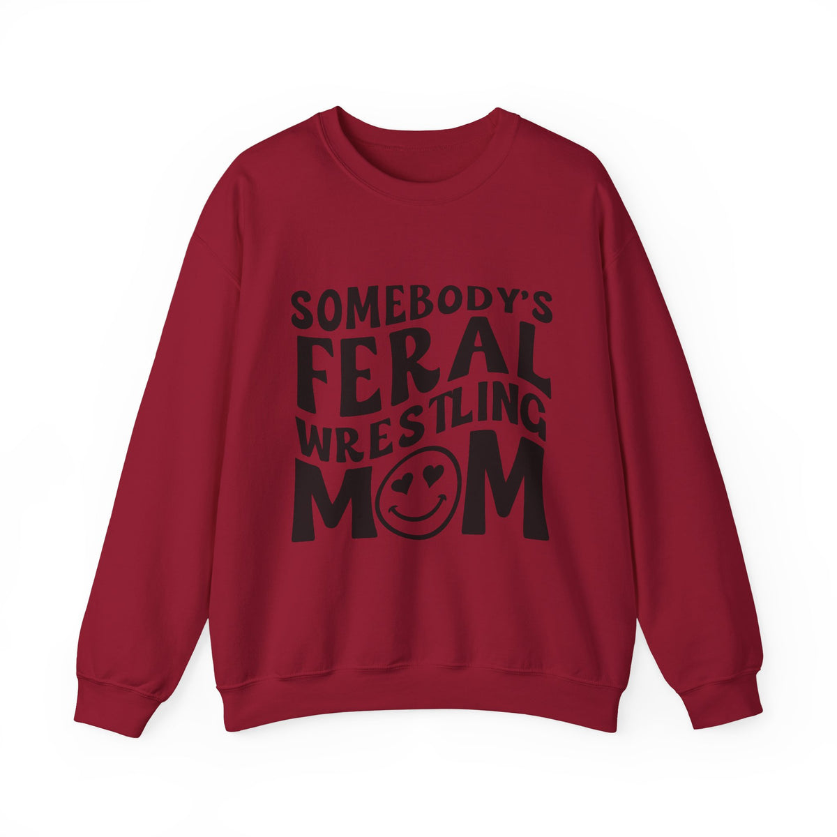 Mom Sweatshirt — "Somebody's Feral Wrestling Mom" Graphic Crewneck