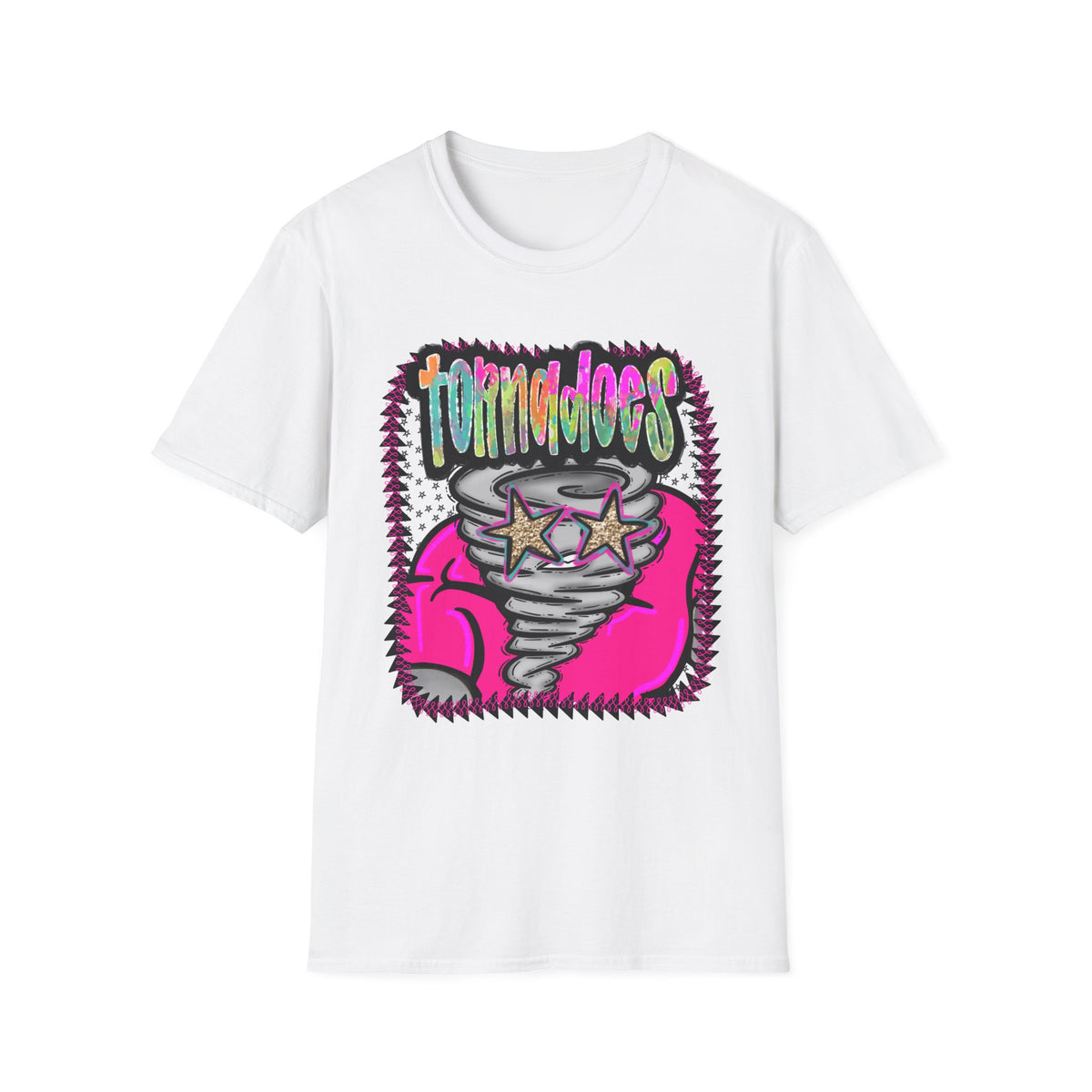 T‑Shirt — Colorful 'Tornadoes' Graphic Tee with Retro Stars (Bold Neon Streetwear)