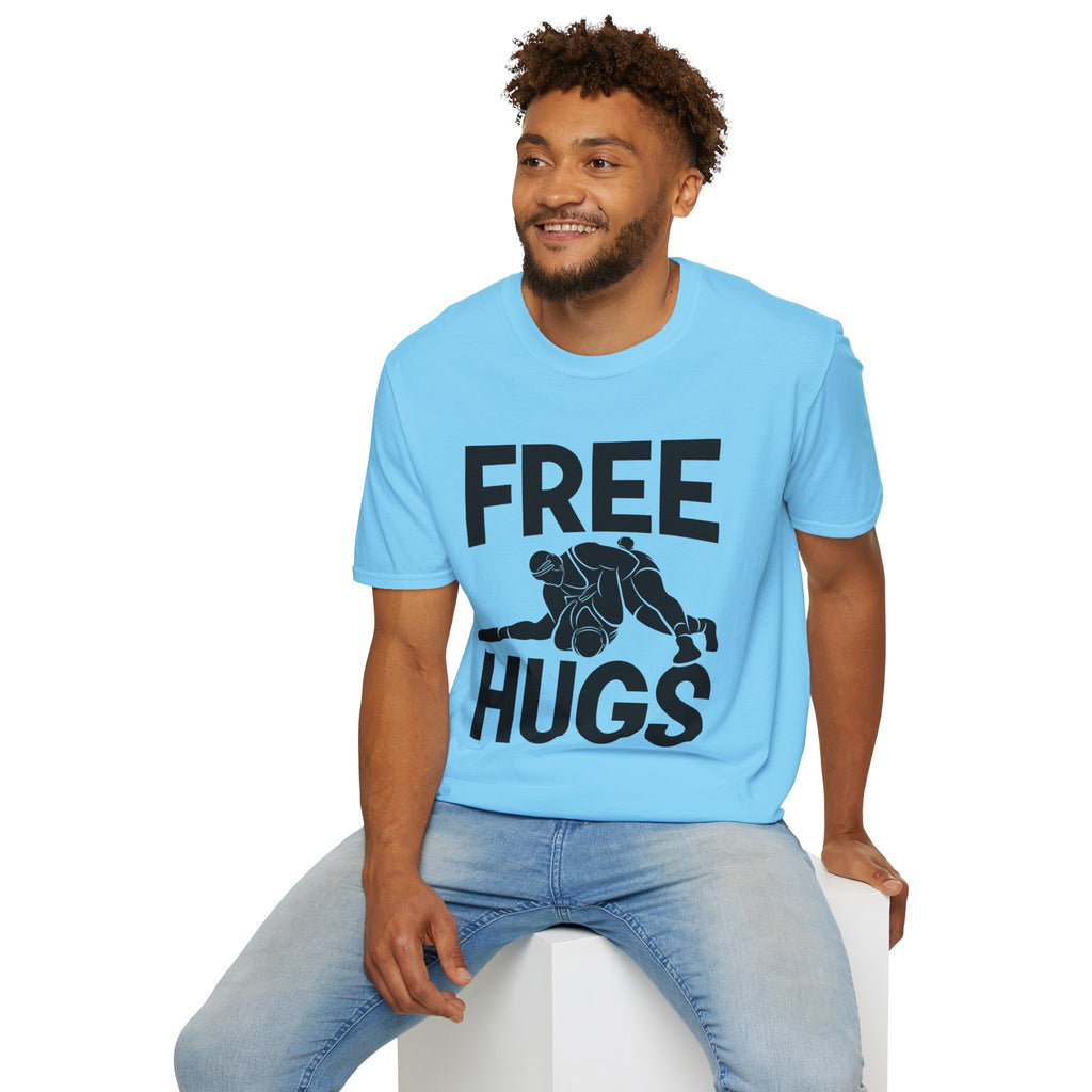 Free Hugs T-Shirt — Playful Graphic Tee with Hugging Illustration
