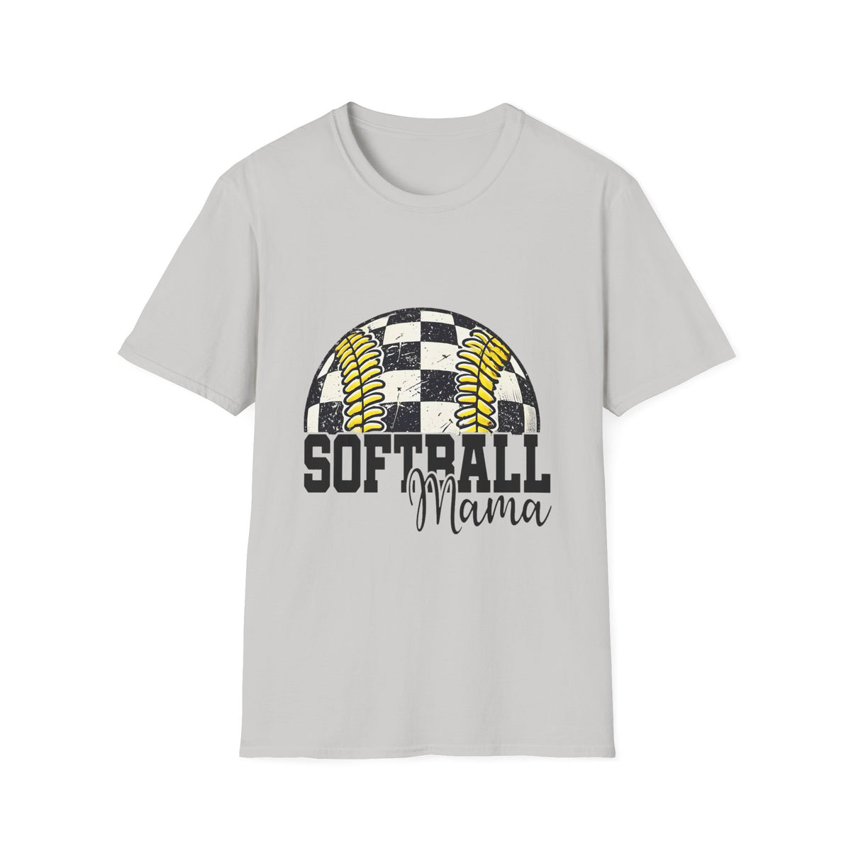 Softball Mama T‑Shirt — Checkered Ball Graphic Softball Mom Tee