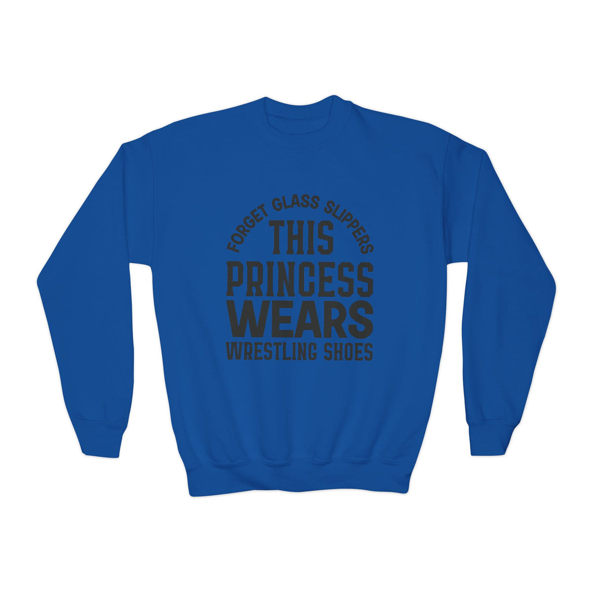 Youth Sweatshirt — "This Princess Wears Wrestling Shoes" Athletic Crewneck