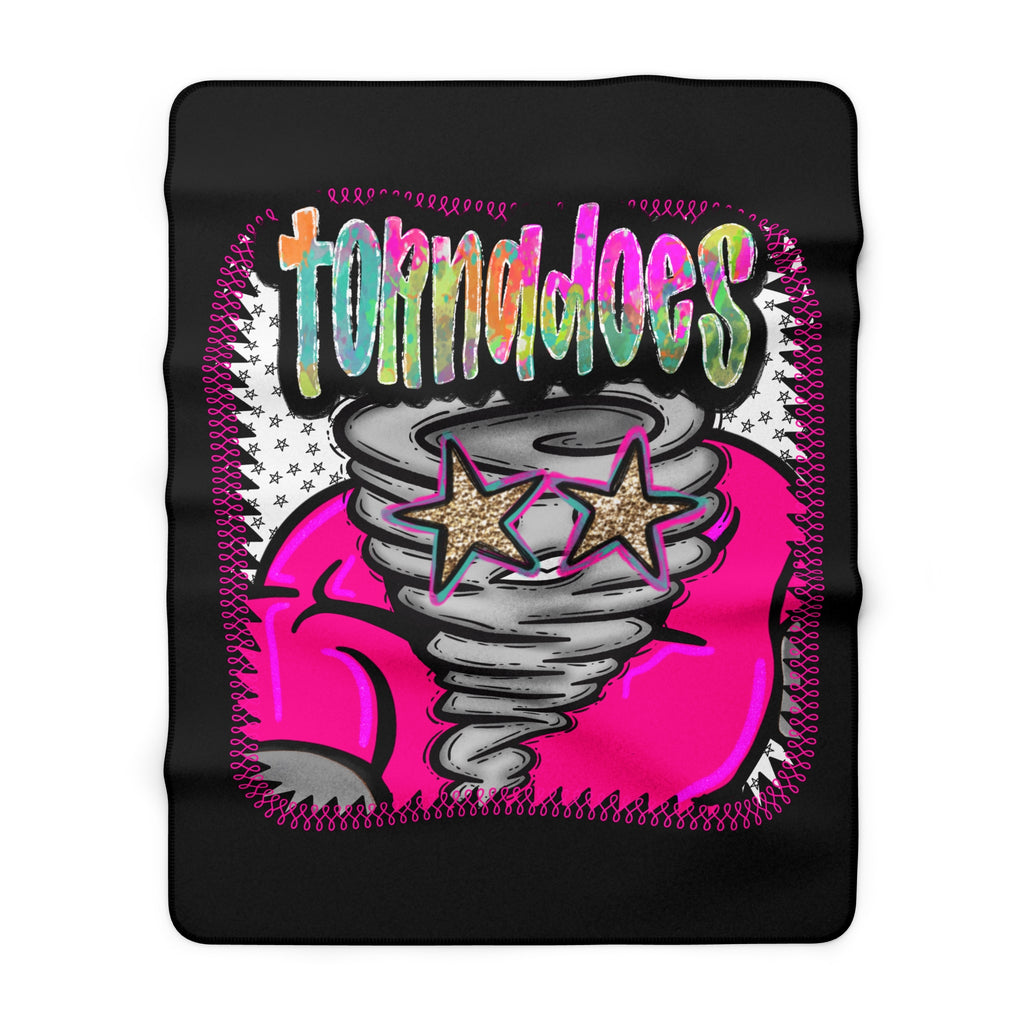 Tornadoes Sherpa Blanket — Colorful Retro Storm Graphic Throw