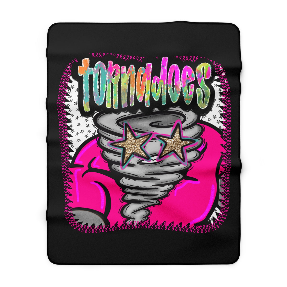 Tornadoes Sherpa Blanket — Colorful Retro Storm Graphic Throw