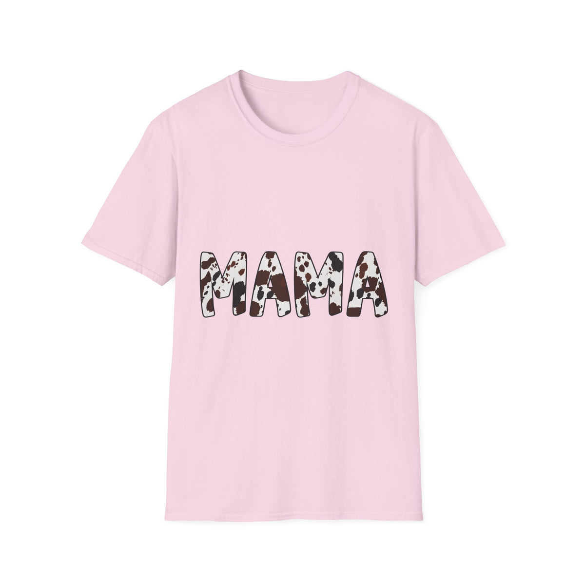 Mama Cow Print T-Shirt — Graphic Mama Tee with Brown Dalmatian Spots
