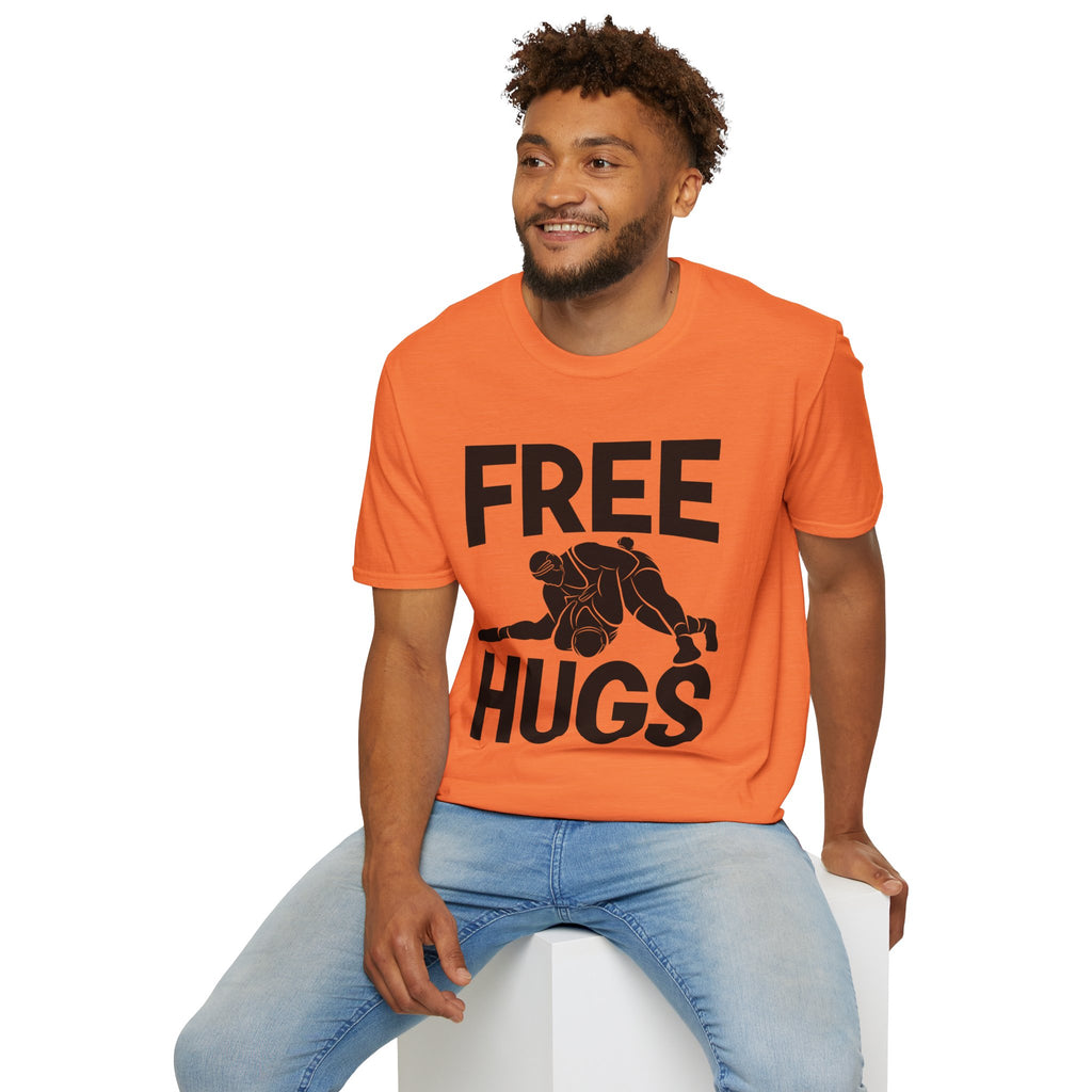 Free Hugs T-Shirt — Playful Graphic Tee with Hugging Illustration
