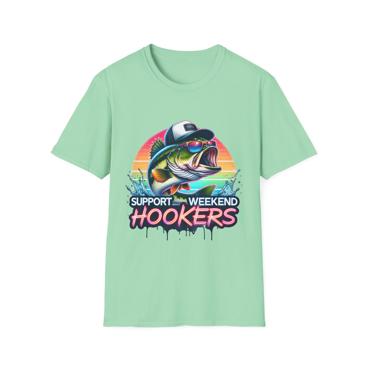 Fishing T-Shirt — “Support Weekend Hookers” Retro Bass Design