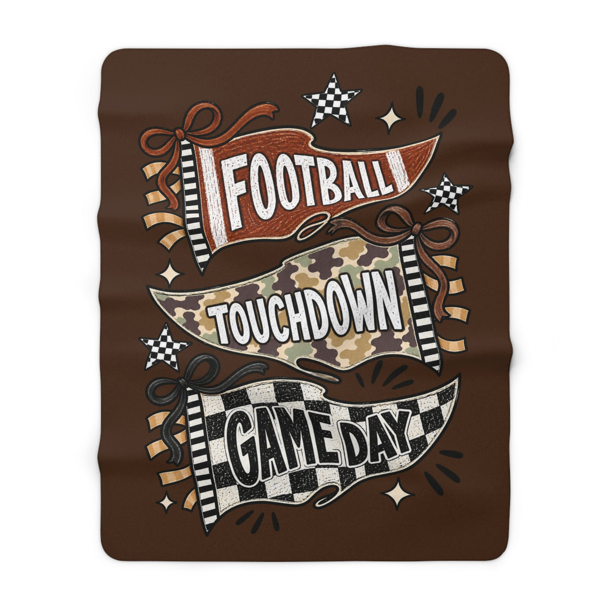 Game Day Sherpa Fleece Blanket - "Football Touchdown" Cozy Team Throw