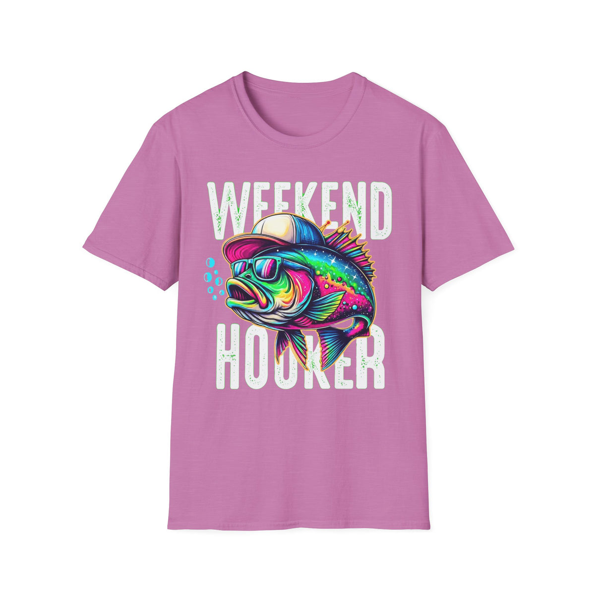 Weekend Hooker T-Shirt — Colorful Fishing Fish Graphic Tee for Anglers & Beach Days