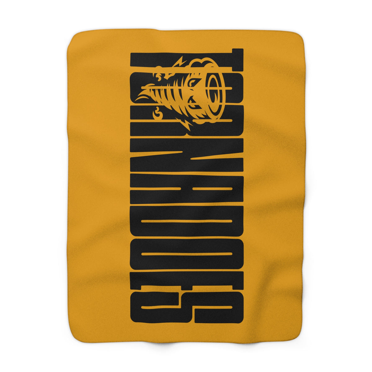 Sherpa Fleece Blanket — Bold Vertical Grizzly Text Design (Mustard)