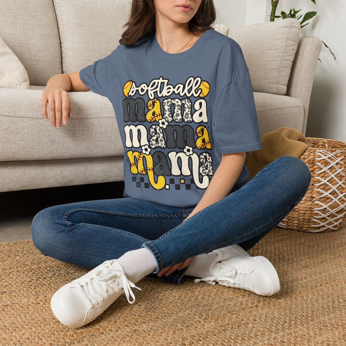 Softball Mama Graphic T-Shirt — Cute Leopard & Ball Mom Shirt