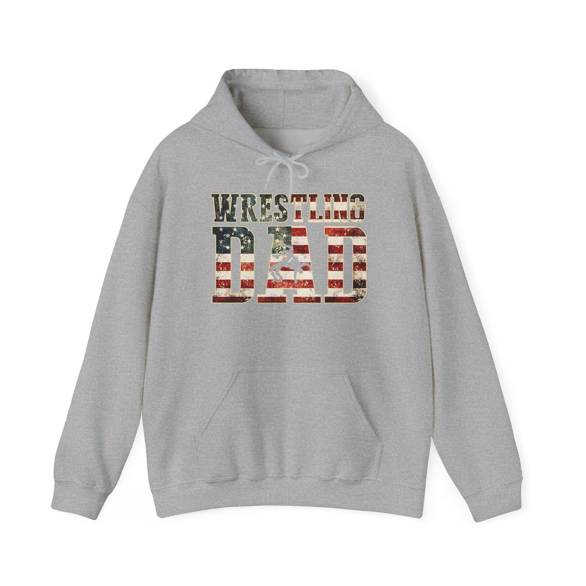 Wrestling Dad Hoodie — American Flag Patriotic Sports Dad Sweatshirt