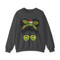 Grinch Messy Bun Crewneck Sweatshirt — Christmas Sunglasses Graphic