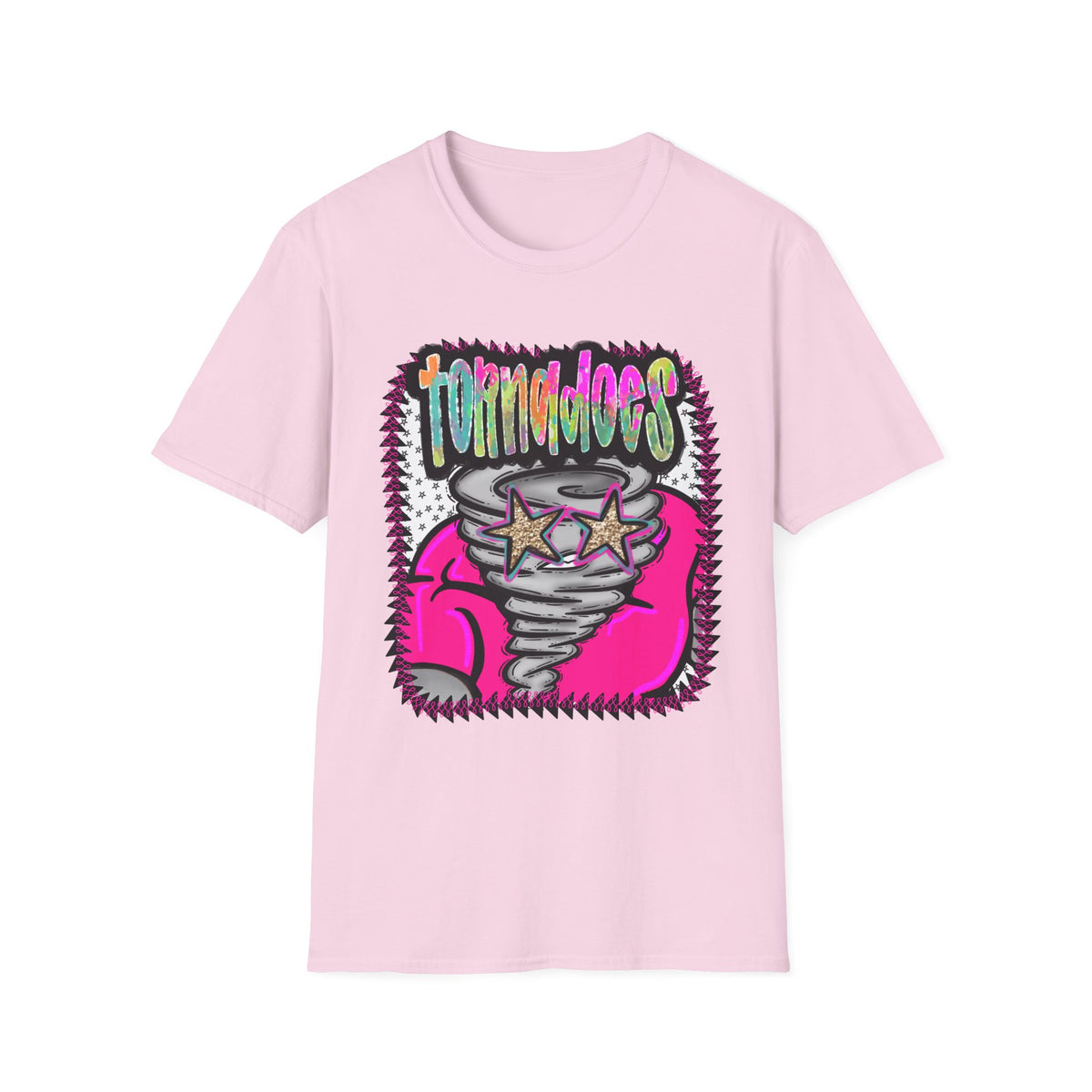 T‑Shirt — Colorful 'Tornadoes' Graphic Tee with Retro Stars (Bold Neon Streetwear)