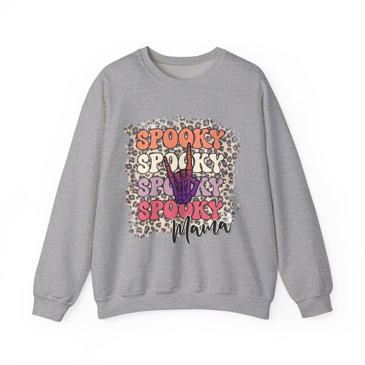 Spooky Mama Crewneck Sweatshirt – Leopard Halloween Graphic