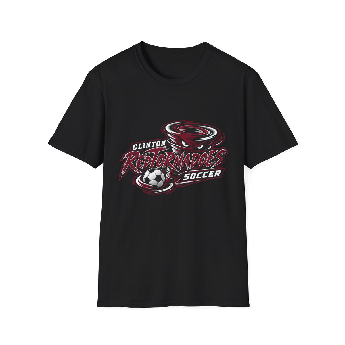 Red Tornadoes Soccer T-Shirt — Clinton Team Logo Tee