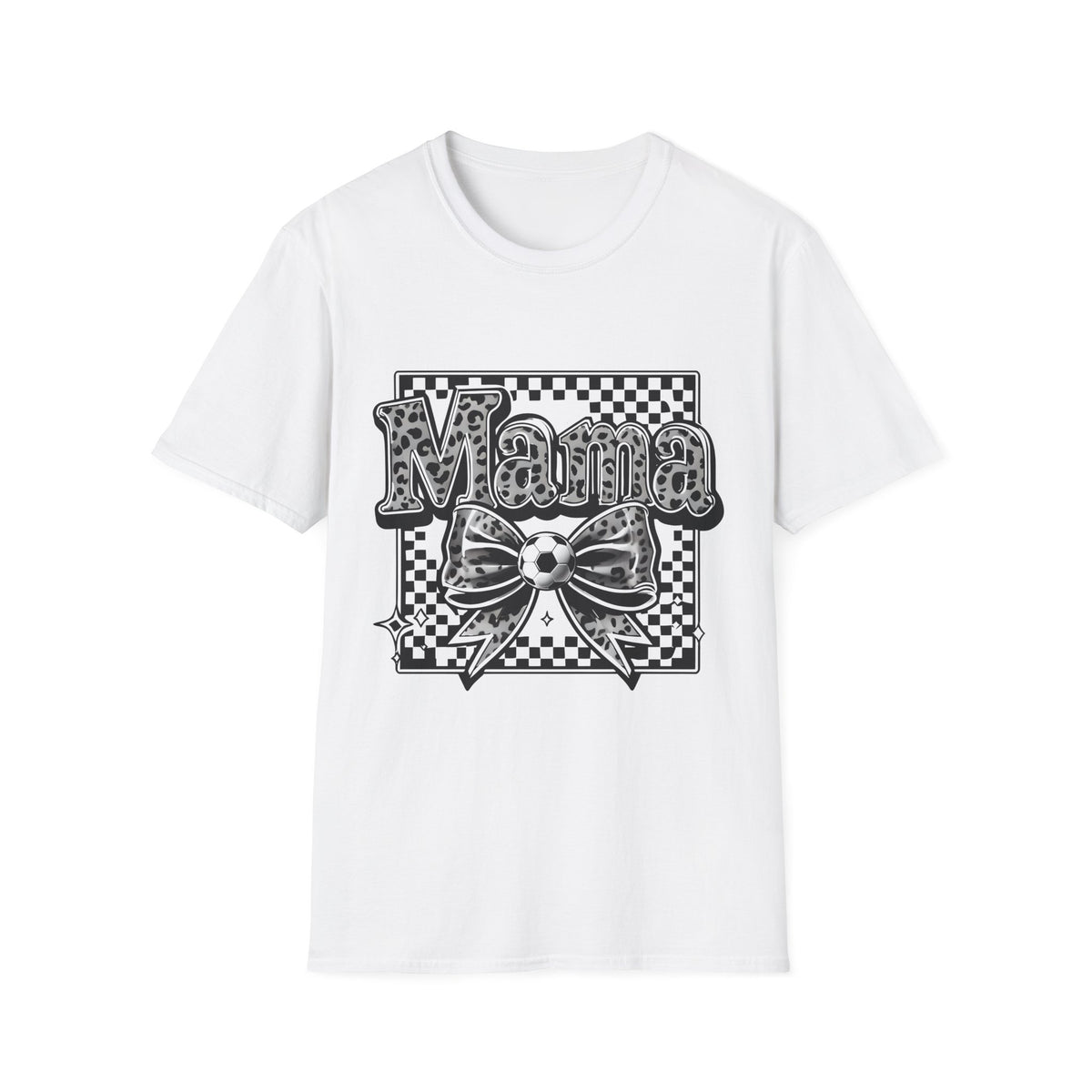 Mama Graphic Tee — Checkerboard Leopard Bow Shirt for Moms