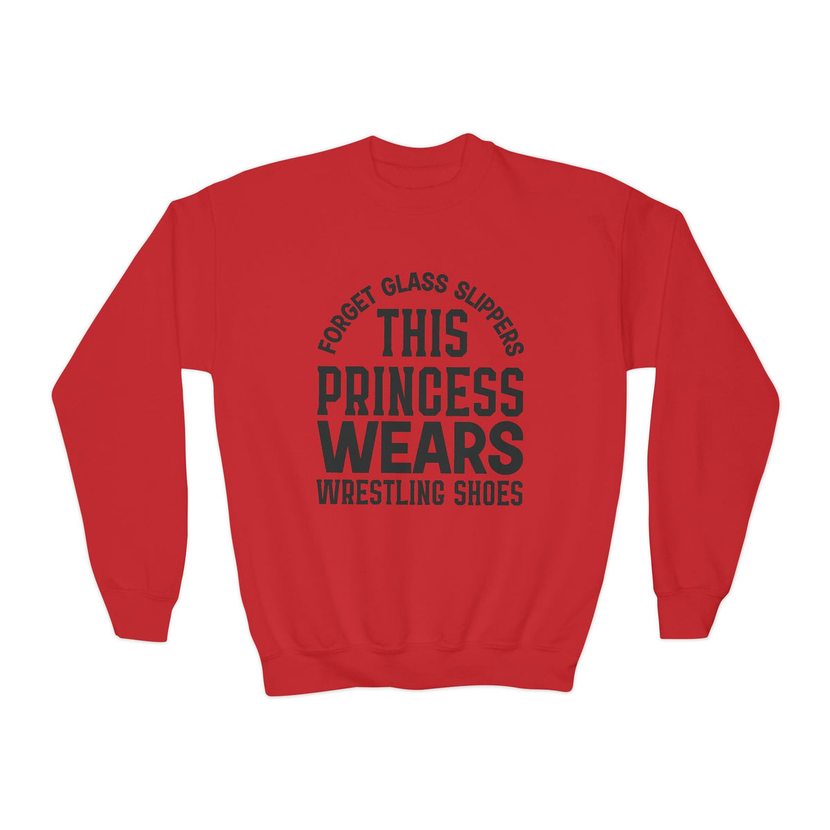 Youth Sweatshirt — "This Princess Wears Wrestling Shoes" Athletic Crewneck