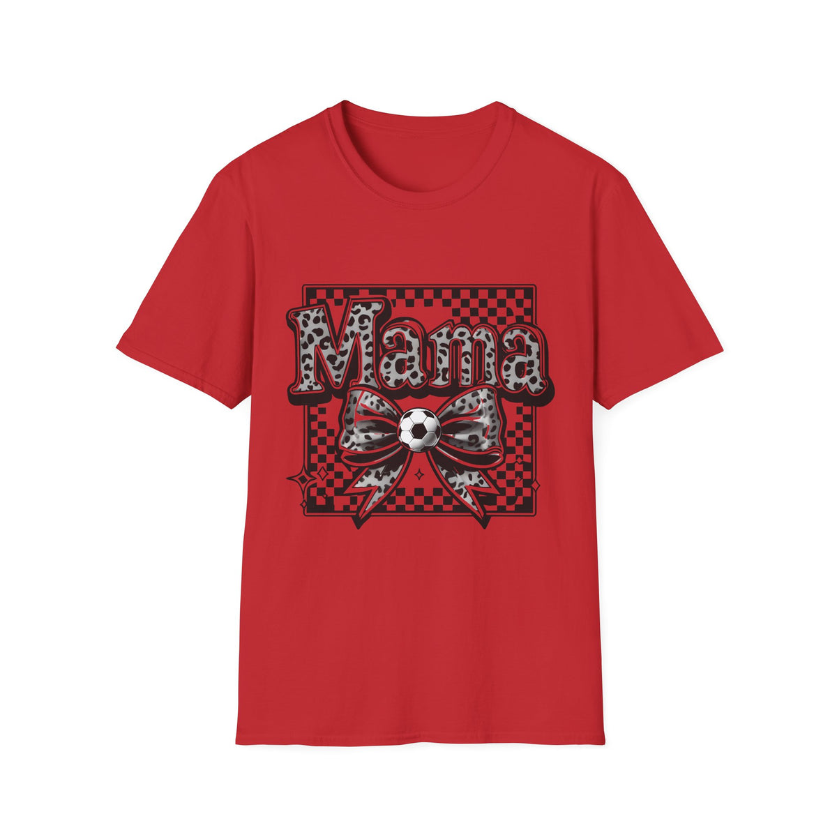 Mama Graphic Tee — Checkerboard Leopard Bow Shirt for Moms