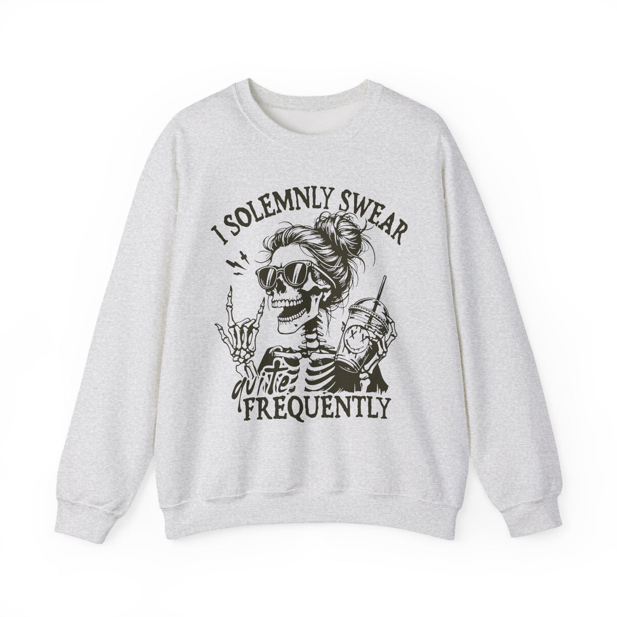 Sweatshirt — "I Solemnly Swear Frequently" Skeleton Graphic Crewneck