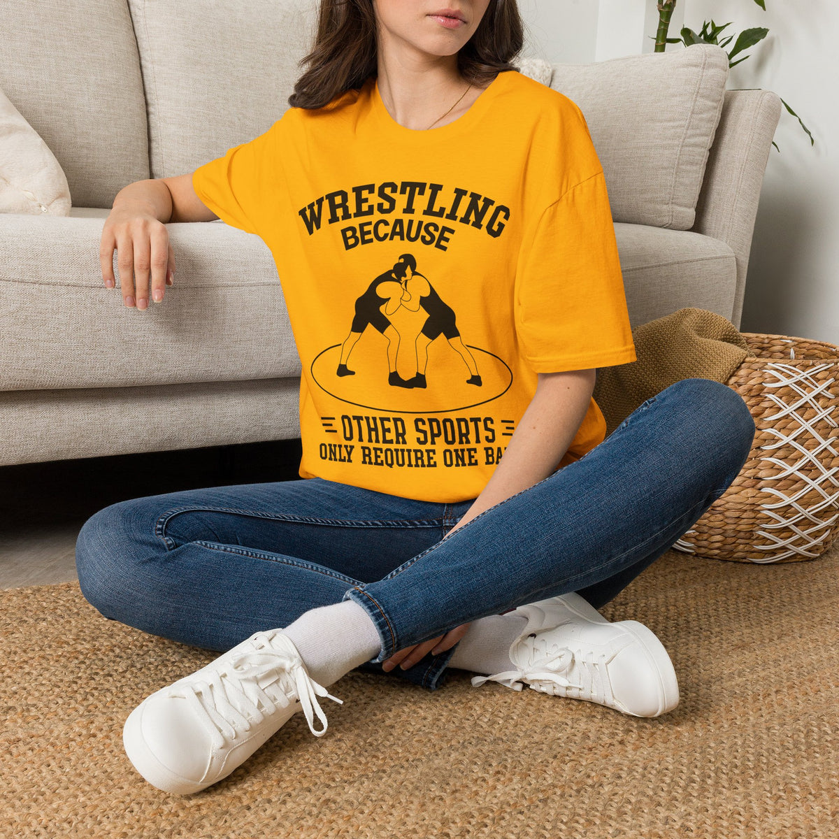 Wrestling Because T-Shirt — Funny Wrestling Quote Tee for Athletes & Fans