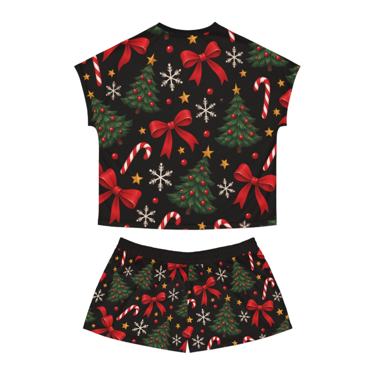 Christmas Tree & Candy Cane Women's Short Pajama Set