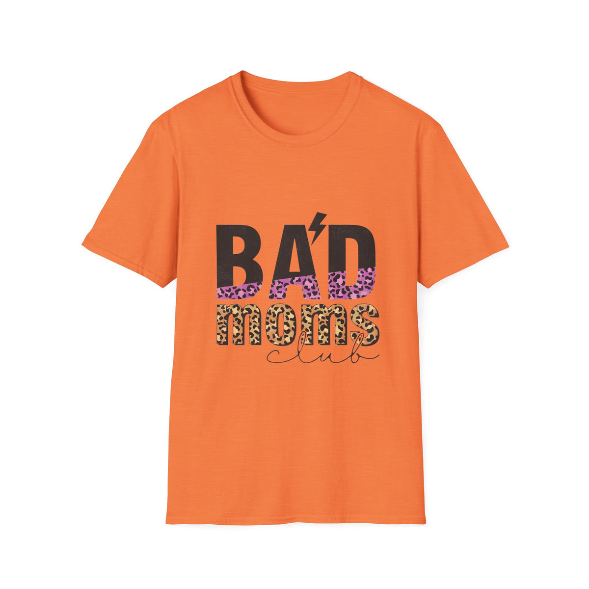 Bad Moms Club T-Shirt — Bold Leopard Accent Graphic Tee
