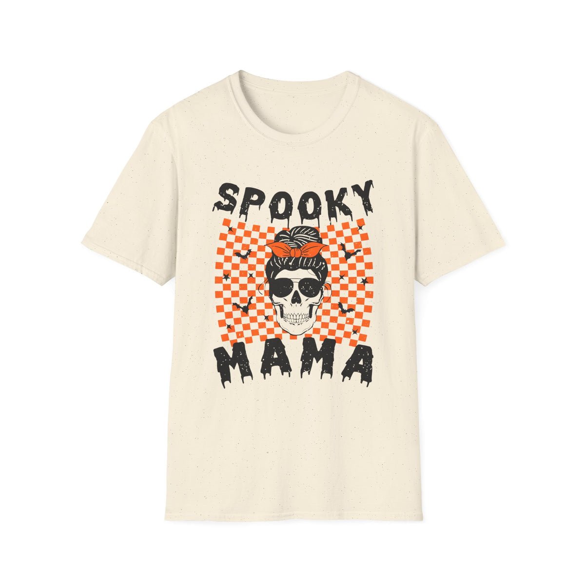 Spooky Mama T-Shirt — Halloween Skull Checkerboard Tee
