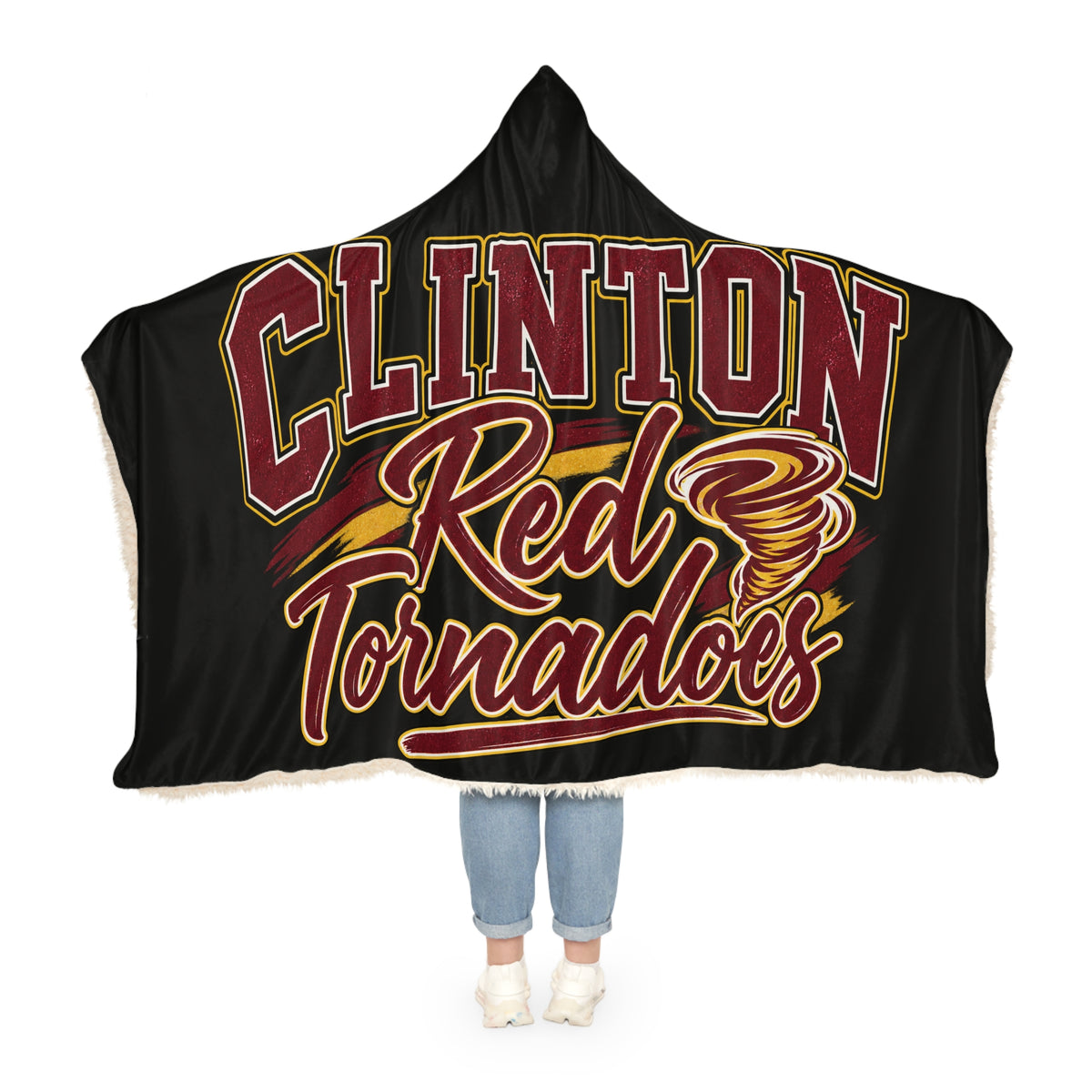Clinton Red Tornadoes Hooded Blanket — Cozy Team Sherpa Throw