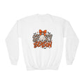 Youth Crewneck Sweatshirt — 'Spooky Season' Leopard Pumpkin Graphic