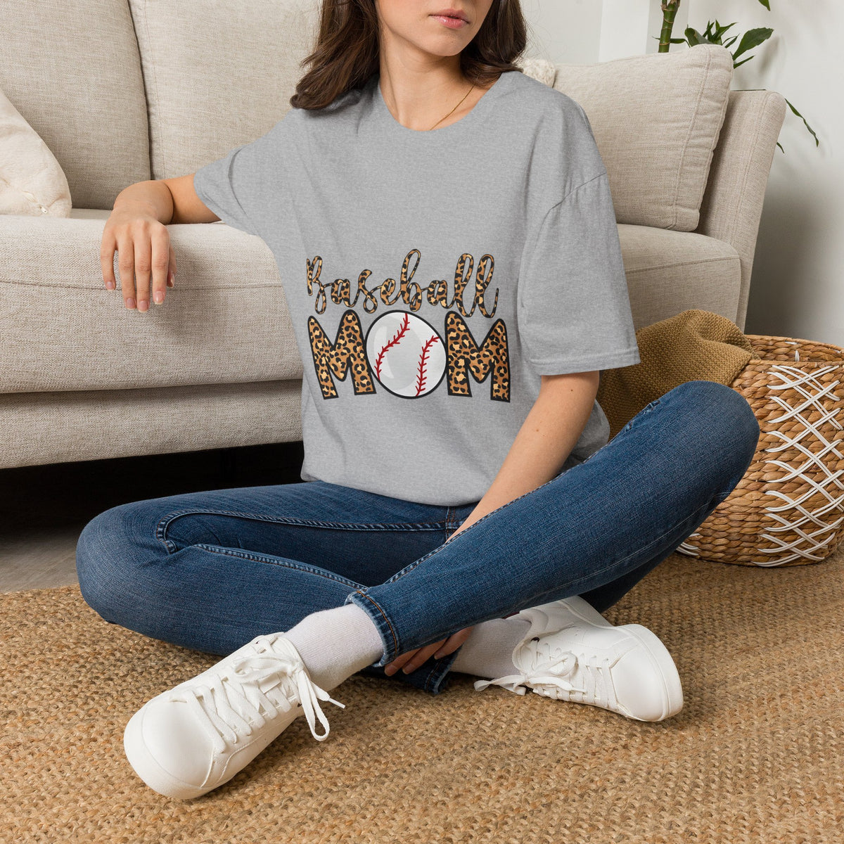 Baseball Mom Leopard Print T-Shirt — Baseball Mom Tee with Baseball Graphic