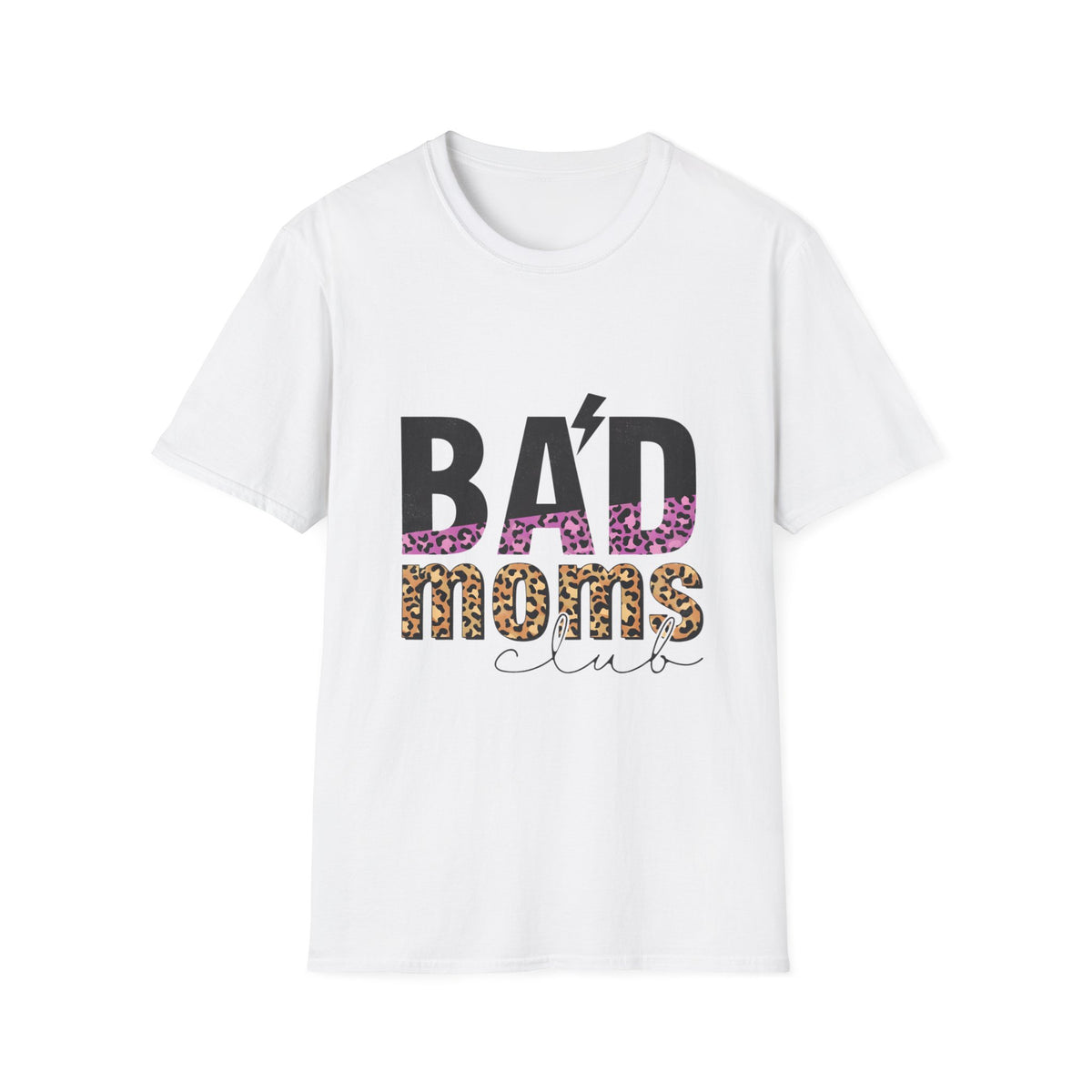 Bad Moms Club T-Shirt — Bold Leopard Accent Graphic Tee