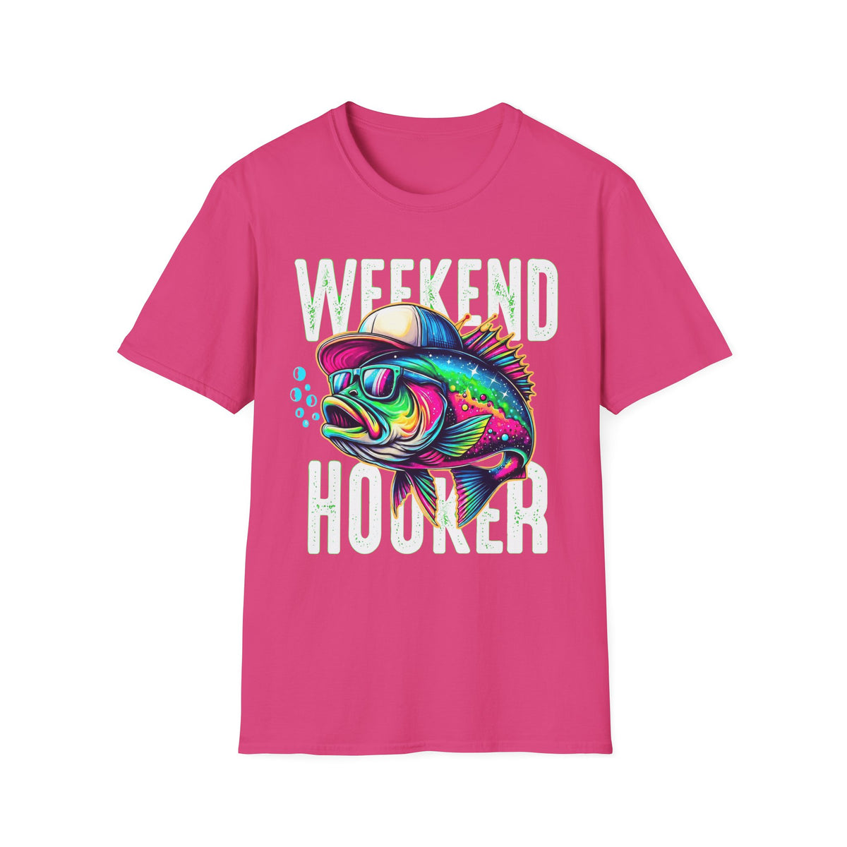 Weekend Hooker T-Shirt — Colorful Fishing Fish Graphic Tee for Anglers & Beach Days