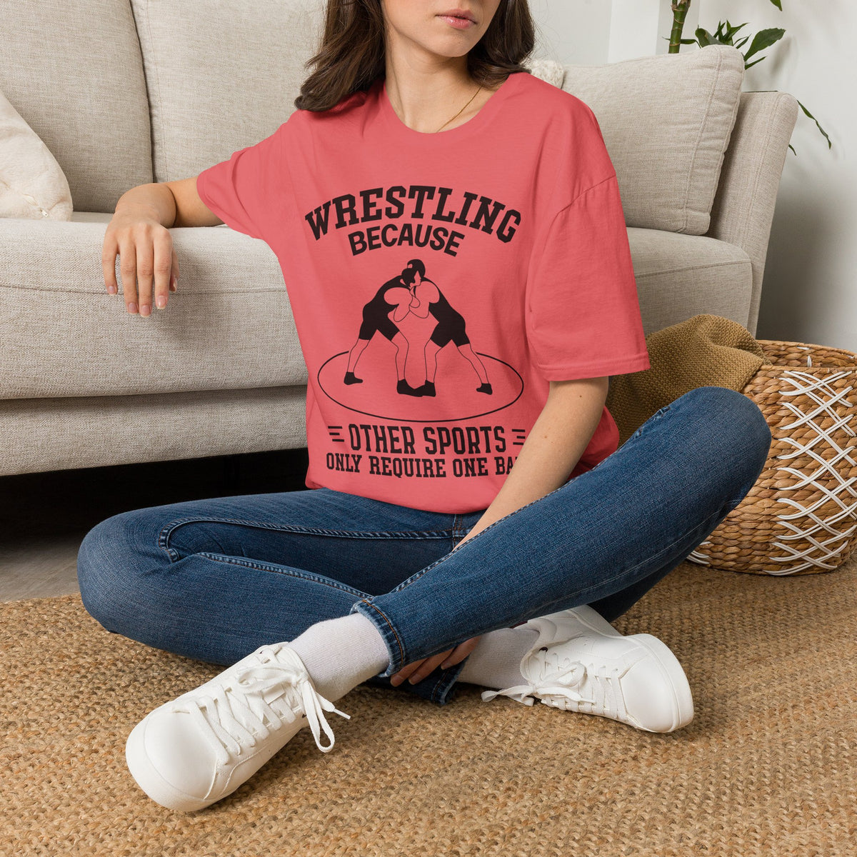 Wrestling Because T-Shirt — Funny Wrestling Quote Tee for Athletes & Fans